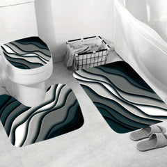 Marble Bathroom Decor Set - Shower Curtain & Non Slip Rug