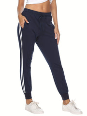 High Waist Jogger Pants Stripe Casual Workout Running Sweatpants