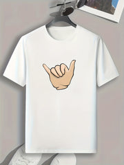Hand Gesture Print Men's Sports T-shirt