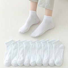 10 Pairs Solid Short Socks Soft & Lightweight All match Women's Stockings