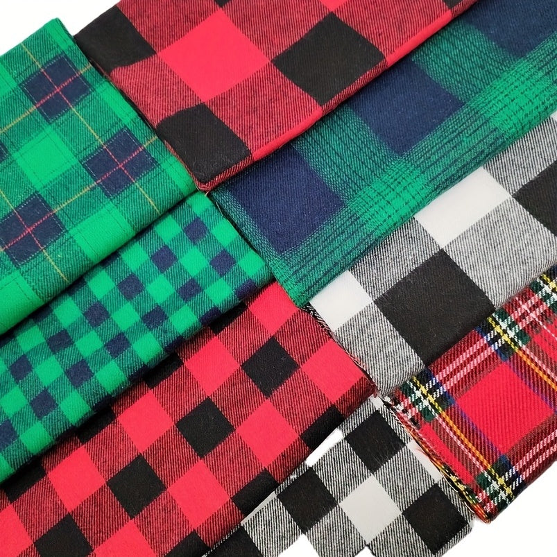 20pcs Christmas Patchwork Fabric Checked Pattern 20X20cm
