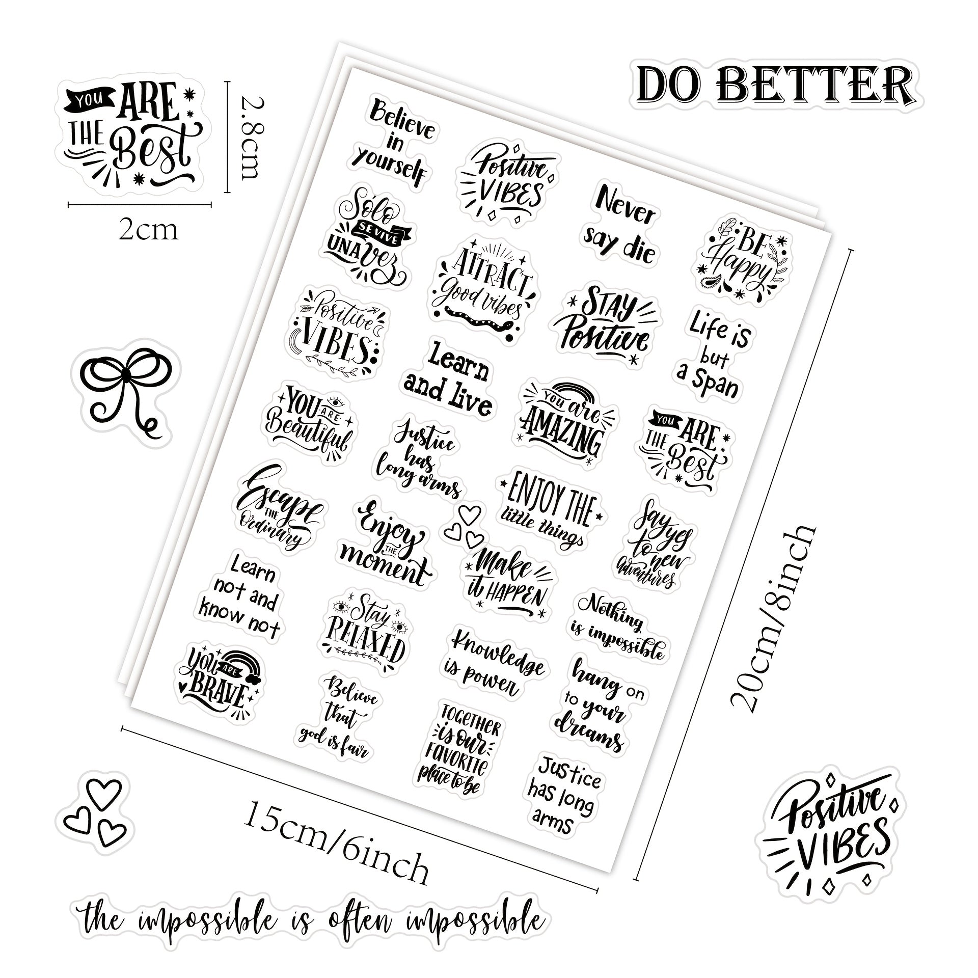 Arrival Text Sticker Single Sheet Transparent Encouragement Quote