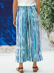  Tie Dye Stripe Print Tie Front Pants