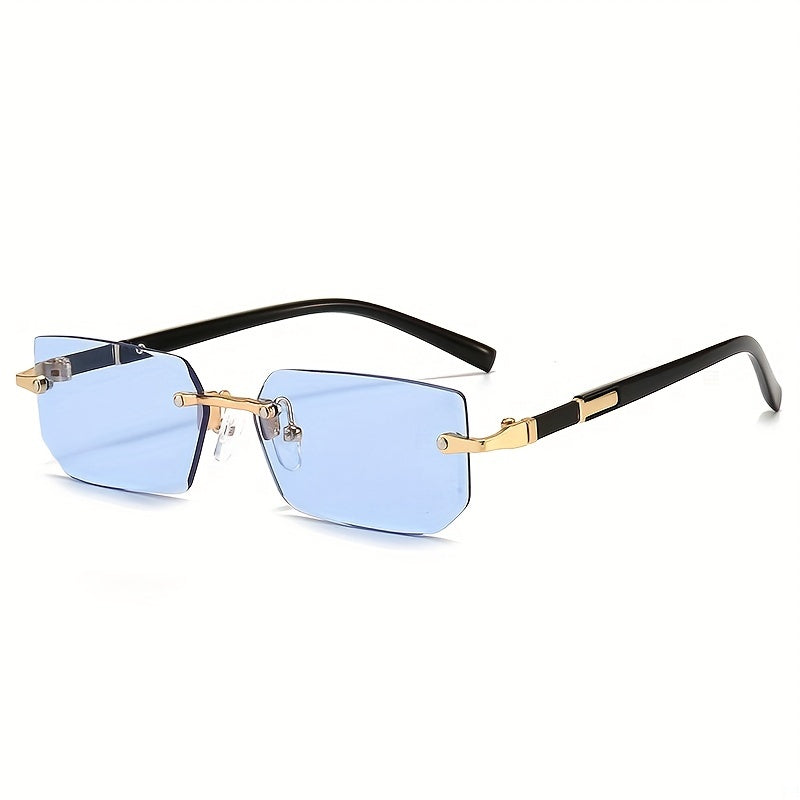 Rectangle Metal Rimless Sunglasses for Women