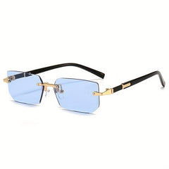 Rectangle Metal Rimless Sunglasses for Women
