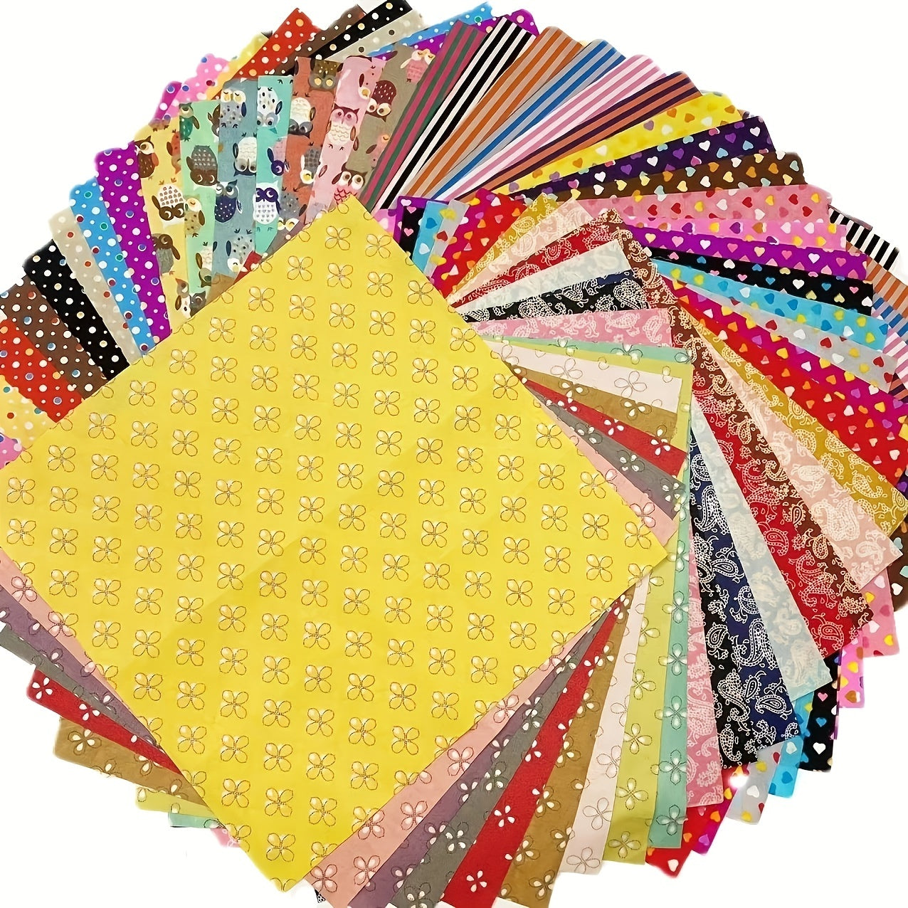 50pcs Random Patterned Polyester Fabric DIY Sewing Scrapbooking Quilting