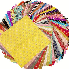 50pcs Random Patterned Polyester Fabric DIY Sewing Scrapbooking Quilting