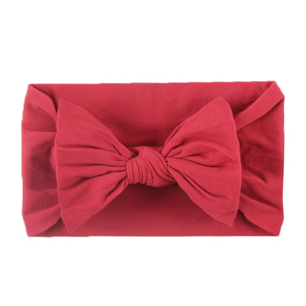 Baby Girls Stretch Solid Bow Nylon Headband