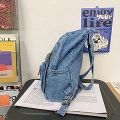 Stylish Denim Backpack with Laptop Compartment High Capacity School & Travel Bag