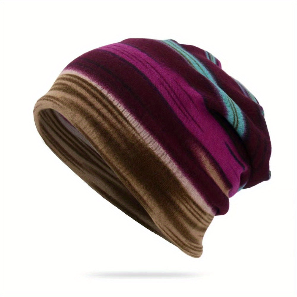 Striped Print Multifunctional Hat Neck Gaiter Pullover Hat