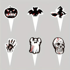 6pcs Halloween Cupcake Wraps Cake Toppers Label Marking For Food
