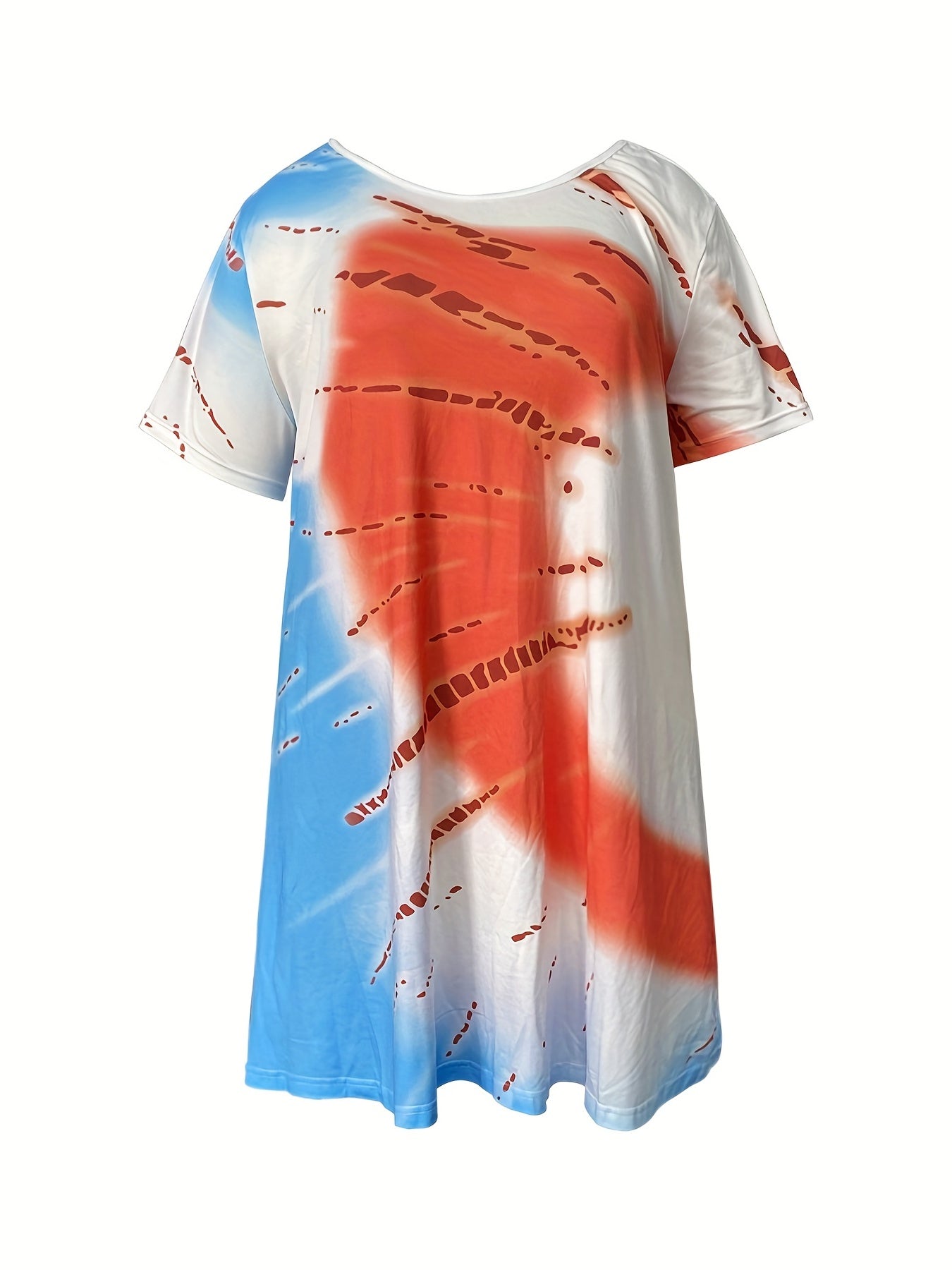  Casual Dress Women's Plus Cartoon Figure Print Short Sleeve Tee Dress