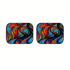 4pcs Colorful Printed Car Floor Mats, Water Absorbent & Stain Resistant
