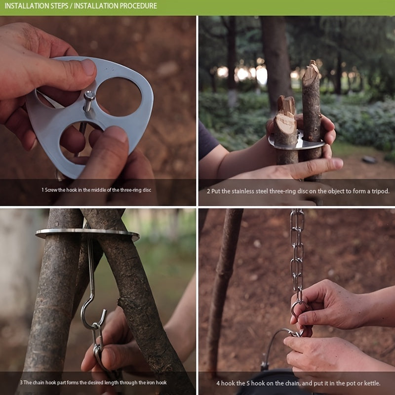 Portable Stainless Steel Tripod for Cooking Camping