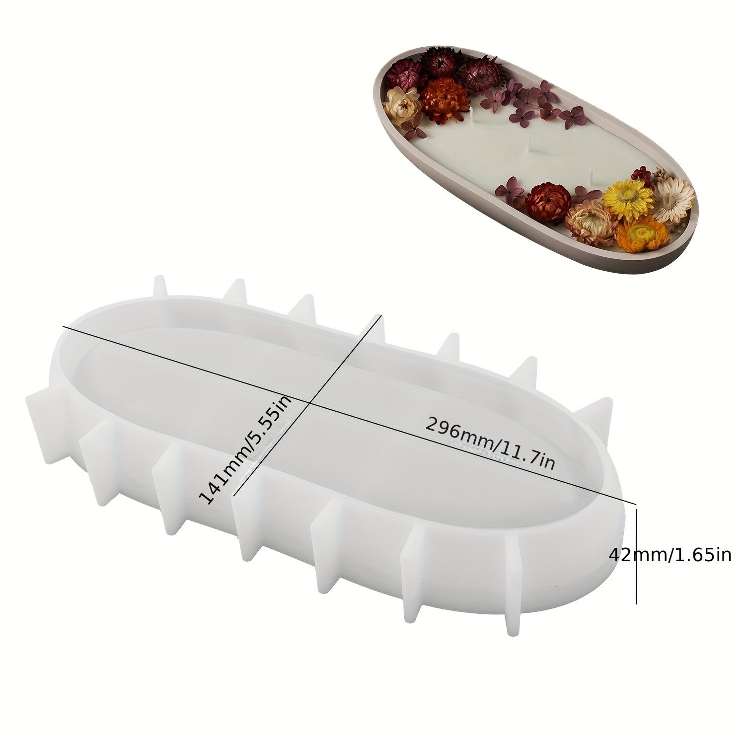 Concrete Candle Holder Boat Shape Silicone Mold Elliptical Gypsum Storage Tray