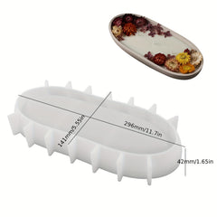 Concrete Candle Holder Boat Shape Silicone Mold Elliptical Gypsum Storage Tray
