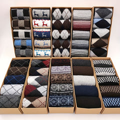 5 Pairs Winter Thickened Warm Business Socks in Gift Boxed Packaging
