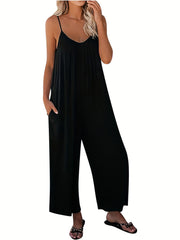  Solid Wide Leg Cami Jumpsuit