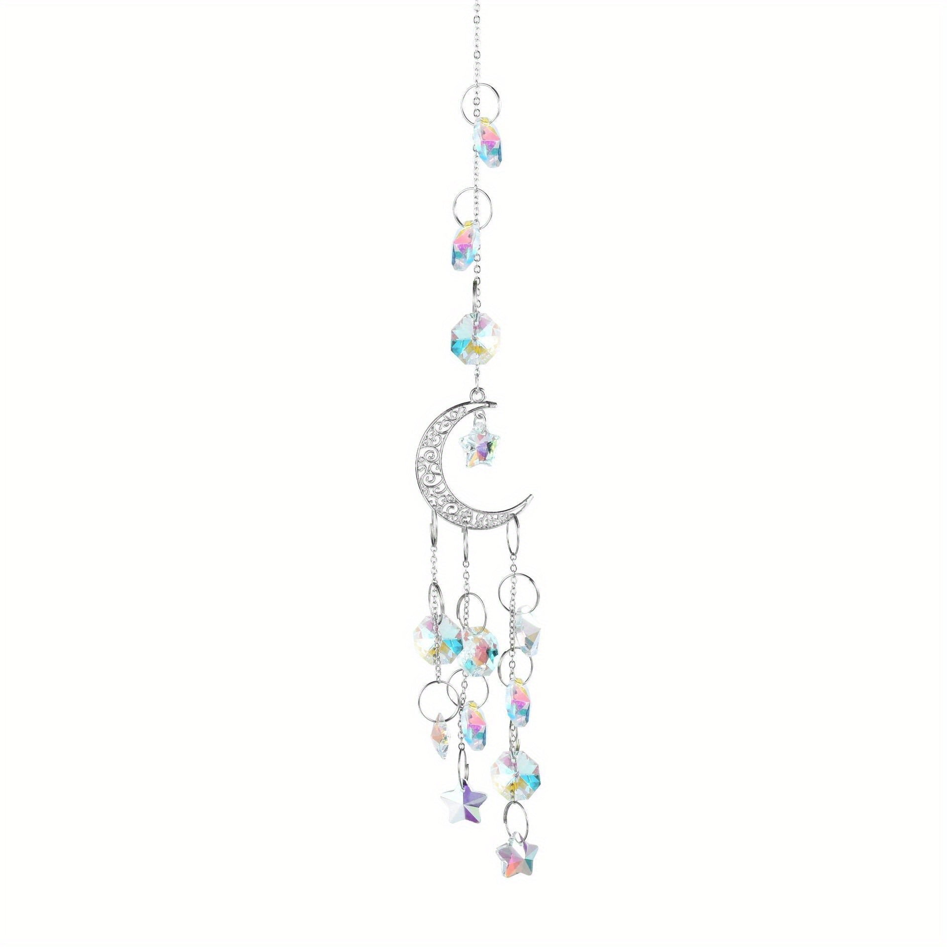 Crystal Moon Suncatcher Rainbow Prism Window Craft Garden Decor