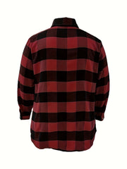  Plaid Print Long Sleeve Tunic Shirt