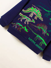 Toddler Dinosaur Reflective Sweatshirt Thermal Pullover Crew Neck Top