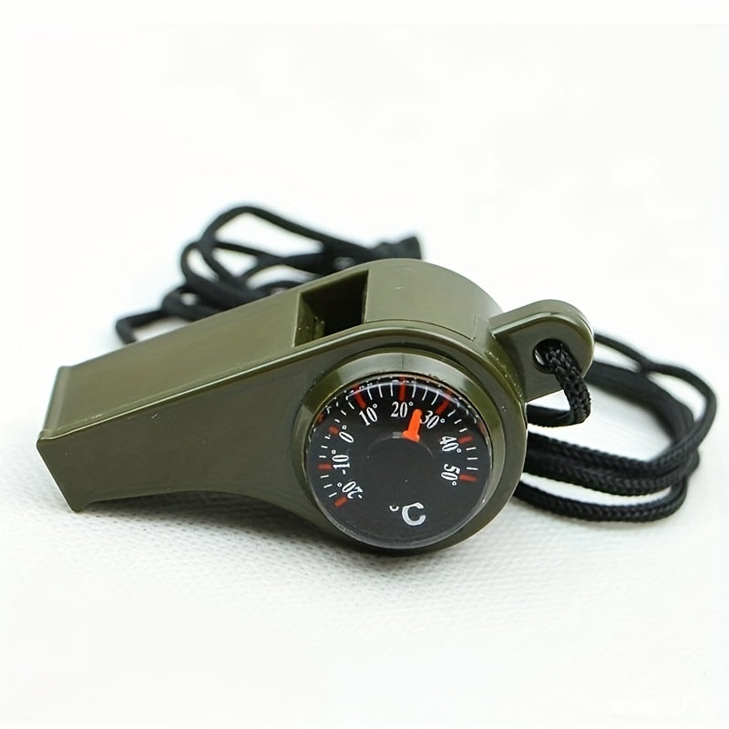 3-in-1 Emergency Whistle Compass Thermometer Referee Cheerleading Whistle