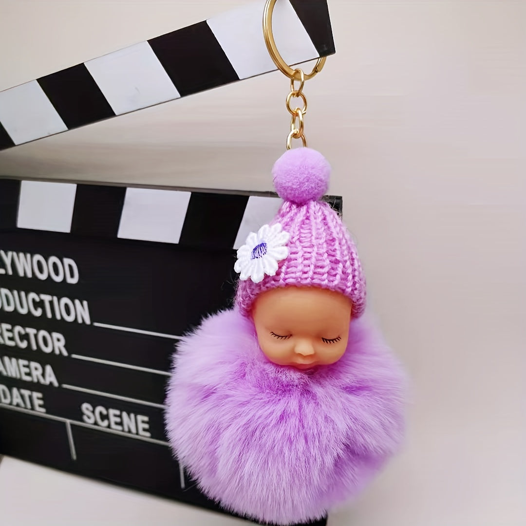 Cute Wool Hat Doll Plush Key Chain Car Pendant