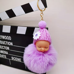 Cute Wool Hat Doll Plush Key Chain Car Pendant