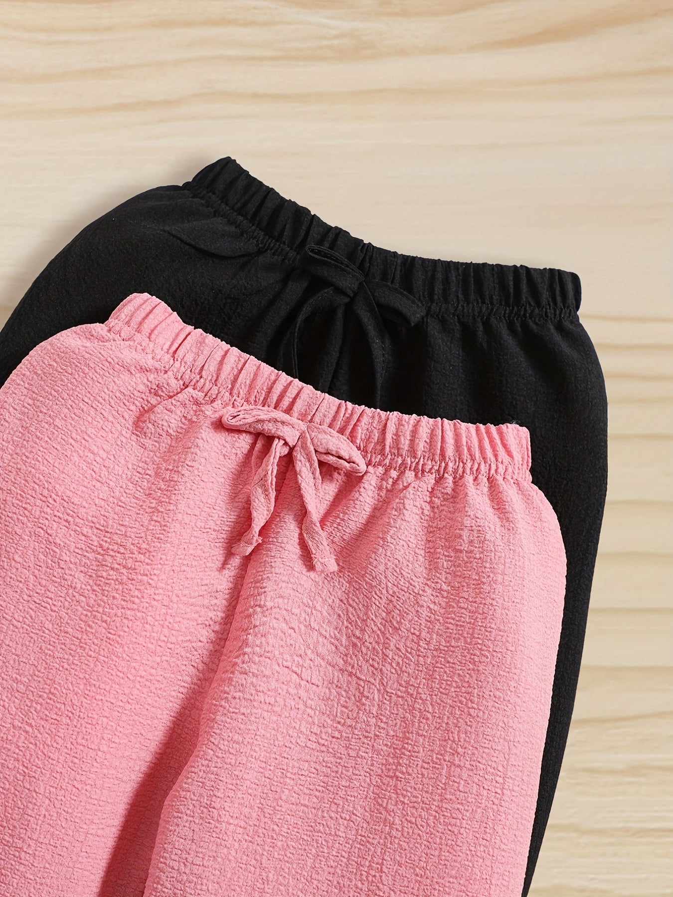 2pcs Girl's Dry Fit Bow Front Jogger Trousers