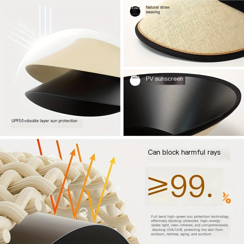 UPF50 Straw Visor Hat UV Protection Sun Hat