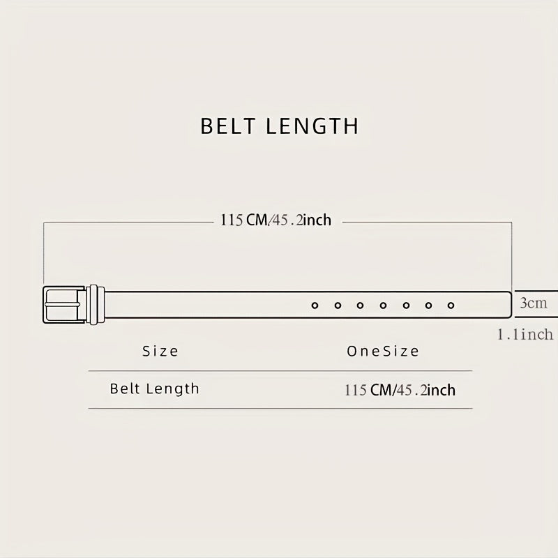 Men's Navy Casual Leather Belt with Pin Buckle