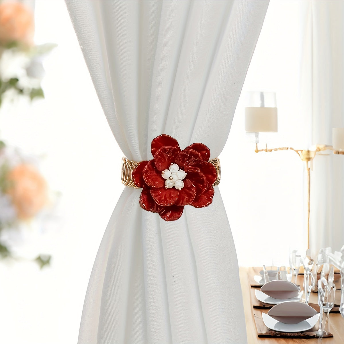 Metal Flower Pattern Curtain Tieback - Curtain Holdback