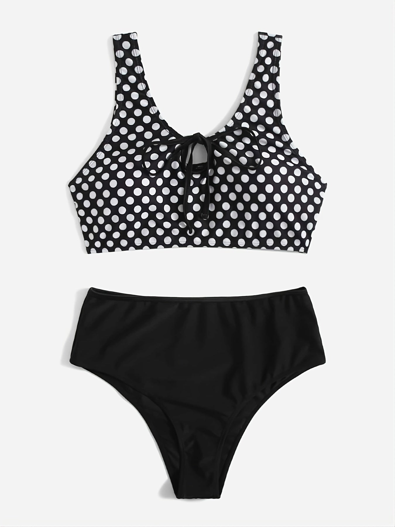  Polka Dot Knot Front Bikini Set Women's Plus Vacation