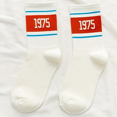 4 Pairs Letter Print Crew Socks for Women
