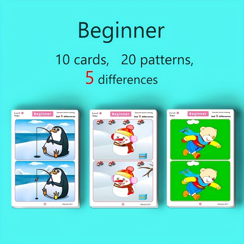 64pcs Jumbo Find the Difference Cards Focus Training Game Flashcards