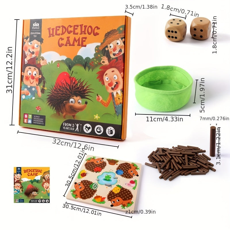 Wooden Hedgehog Game Sensory Sticks Sorting Stacking Motor Skills Toy