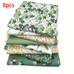 8pcs Cotton Twill Printed Fabric Patchwork Floral Bedding DIY Cloth