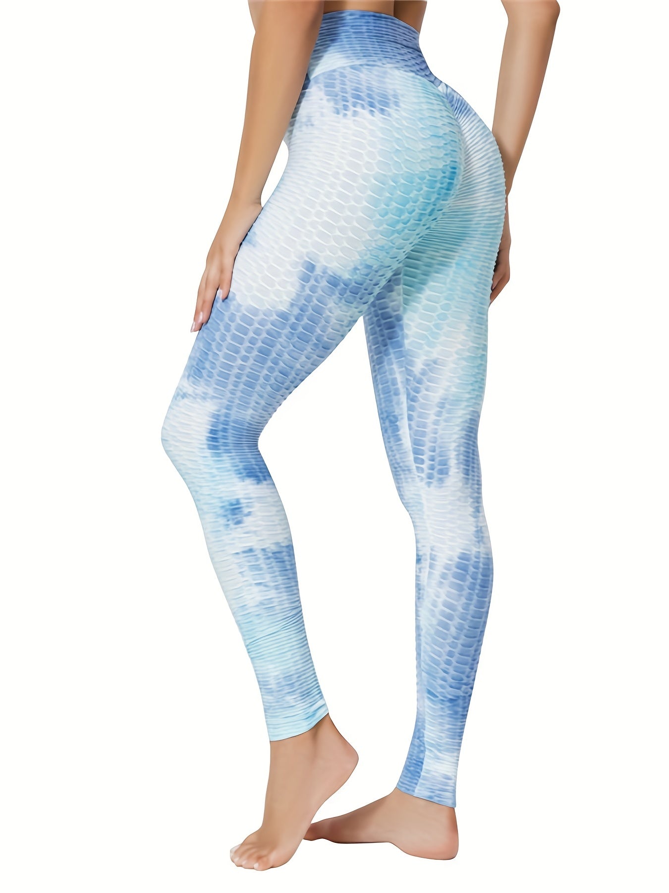 High Waist Tie Dye Honeycomb Yoga Leggings for Women