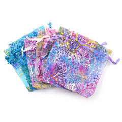 50Pcs Multicolor Jewelry Tulle Drawstring Bag Wedding Gift Organza Bag