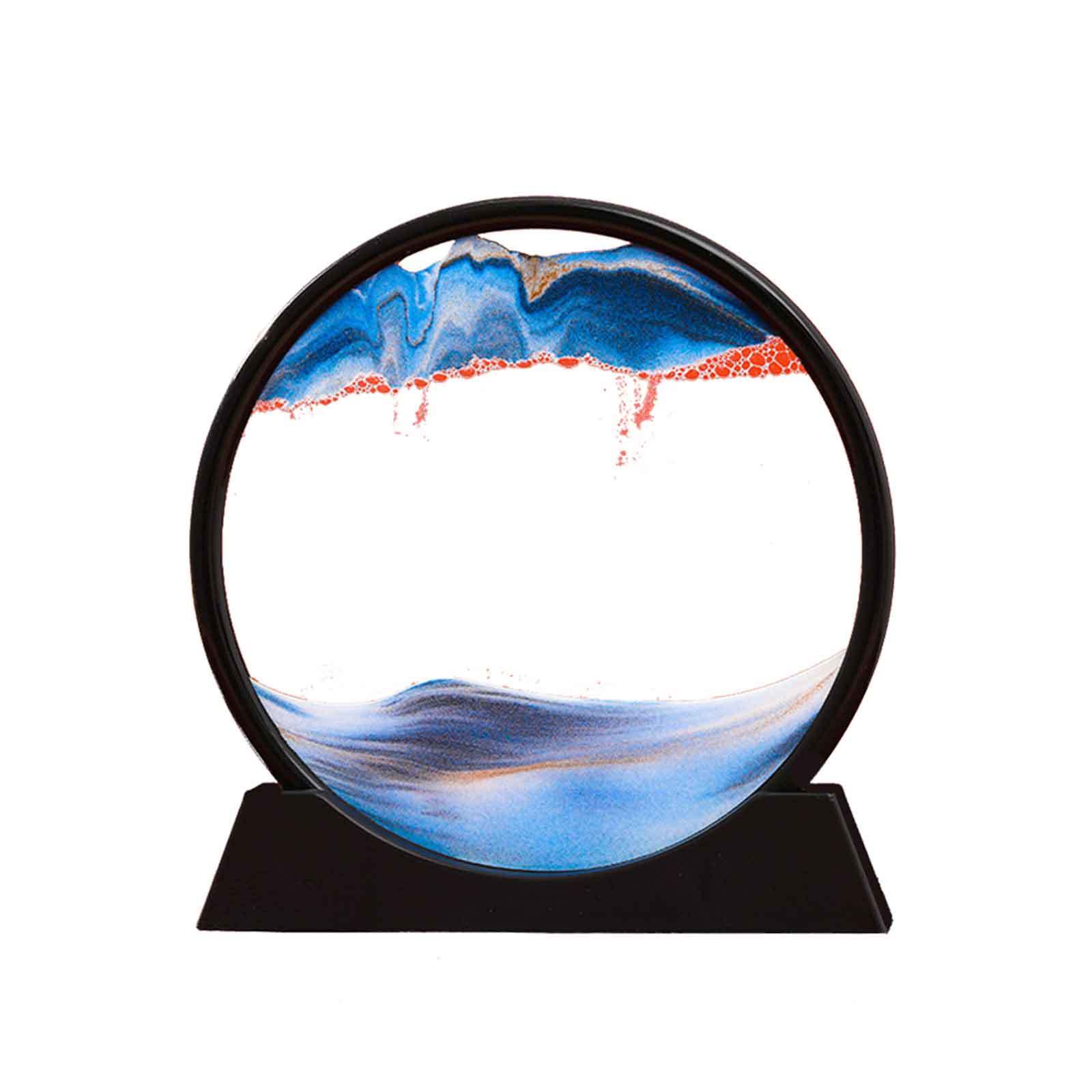 Dynamic 3D Glass Sand Art - Serene Landscape Glass Decor