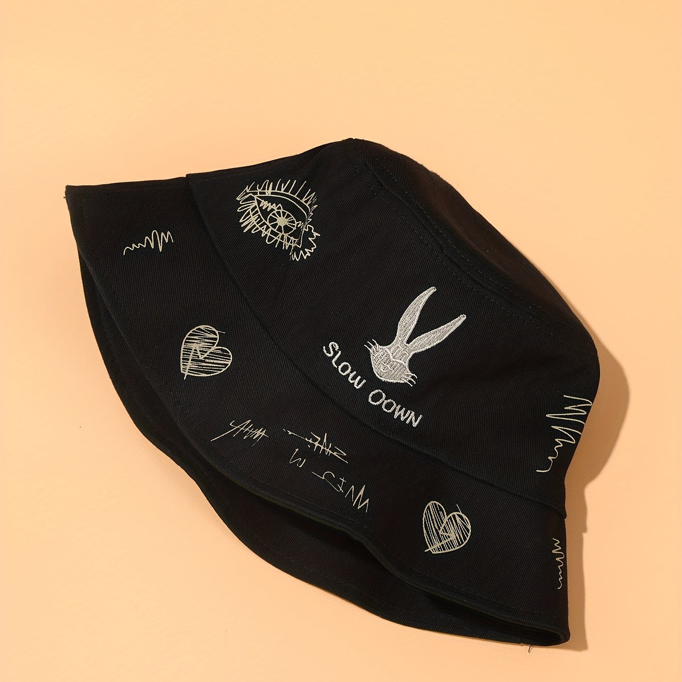 Rabbit Embroidered Bucket Hat - Sunshade Fisherman Cap for Women