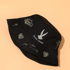 Rabbit Embroidered Bucket Hat - Sunshade Fisherman Cap for Women