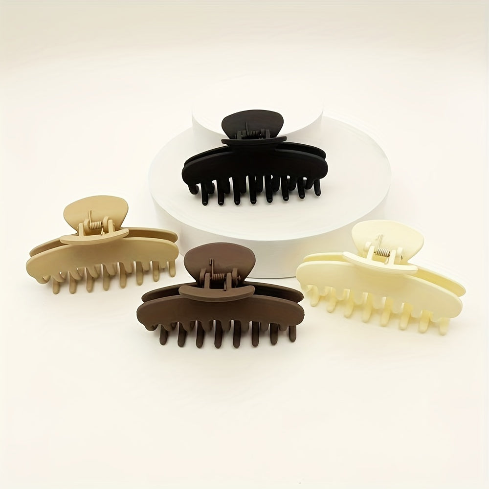 4pcs Matte Solid Hair Claw Shark Claw Ponytail Holder Hair Accessories