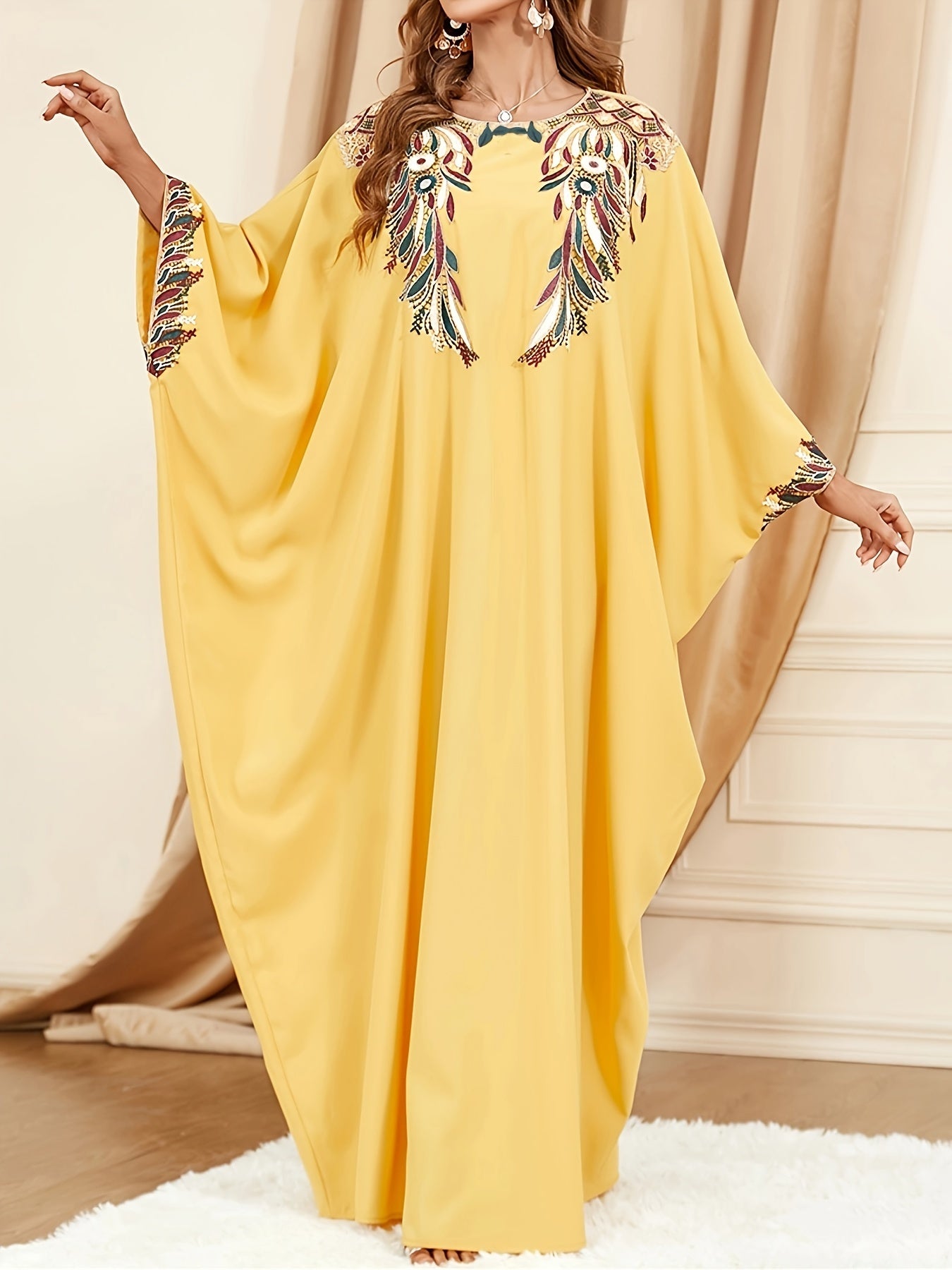  Floral Batwing Maxi Dress