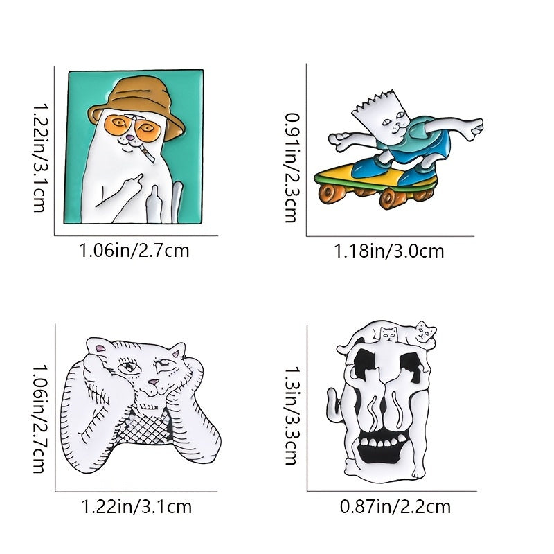 Cat Skull Cartoon Animal Pin Cat Brooch