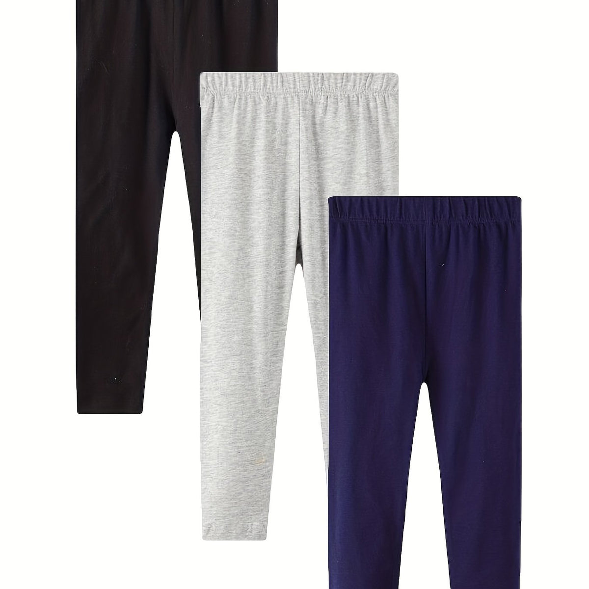 Girls 3pcs Solid Leggings Combo Set Cotton Stretch Tights Pants