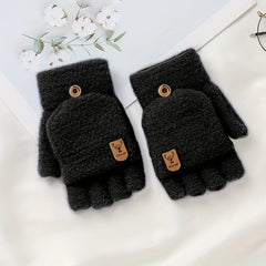 Men's Winter Windproof Gloves Half Finger Knitted Gloves