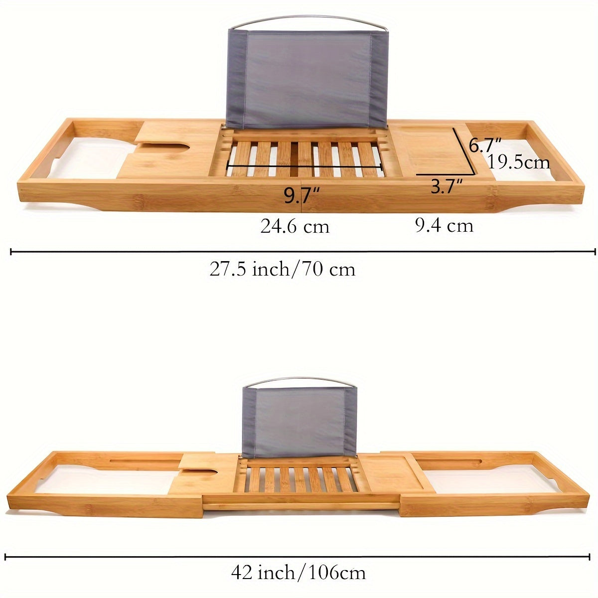 Bamboo Bathtub Tray with Book/Tablet/Smartphone/Wine Holder