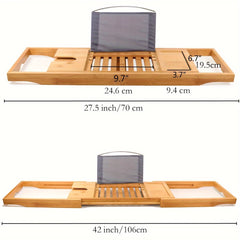 Bamboo Bathtub Tray with Book/Tablet/Smartphone/Wine Holder