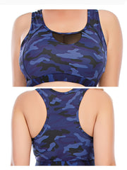  Mesh Camo Print Sports Bra Medium Stretch